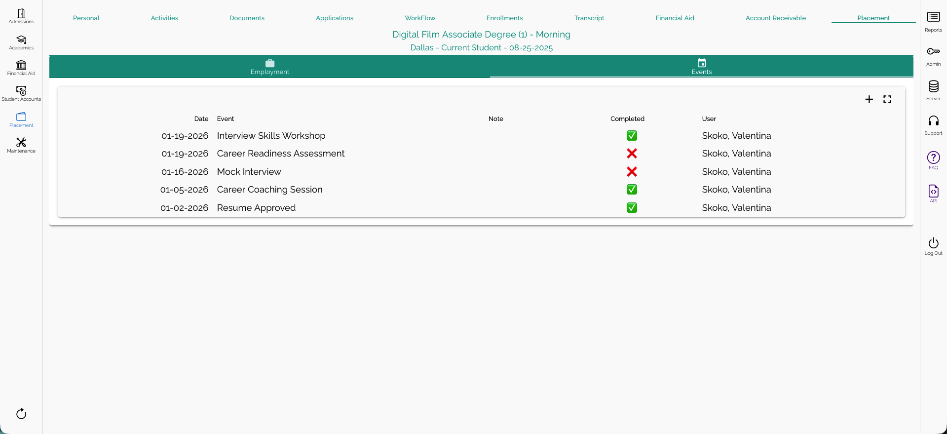 Student Placement Events